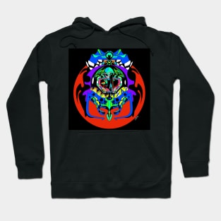 black alien war starship ecopop in mexican patterns arts Hoodie